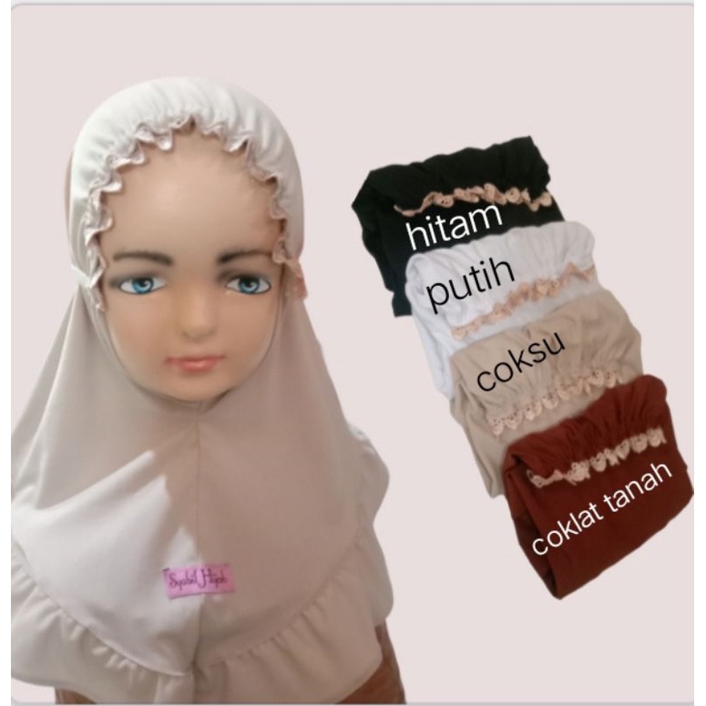 hijab anak kerut renda