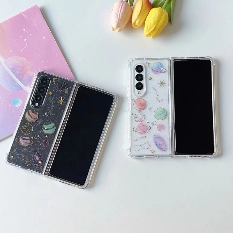 SAMSUNG Z FOLD 6 5 4 ZFOLD 5 FOLD6 ZFOLD6 FOLD5 ZFOLD4 FOLD4 CASE Motif Bunga Star Glitter Galaxy Readystock ZFOLD 2 3 READY