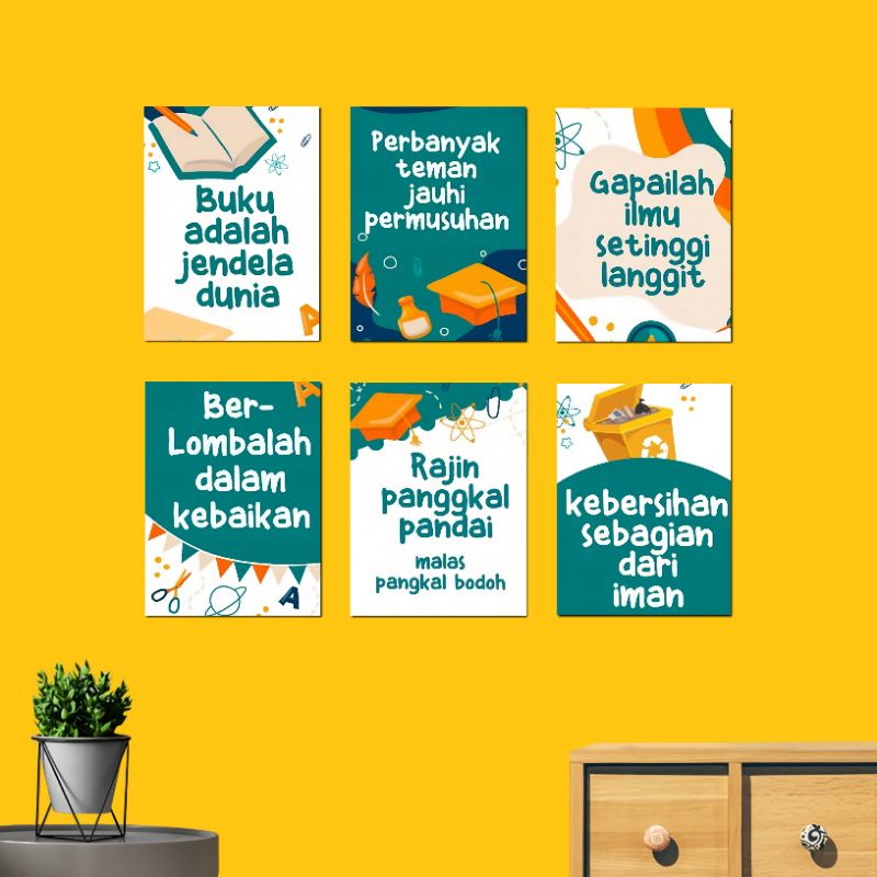 Hiasan Dinding Ruang Kelas Pajangan Dinding Motivasi Sekolah Wall Decor Quotes Belajar