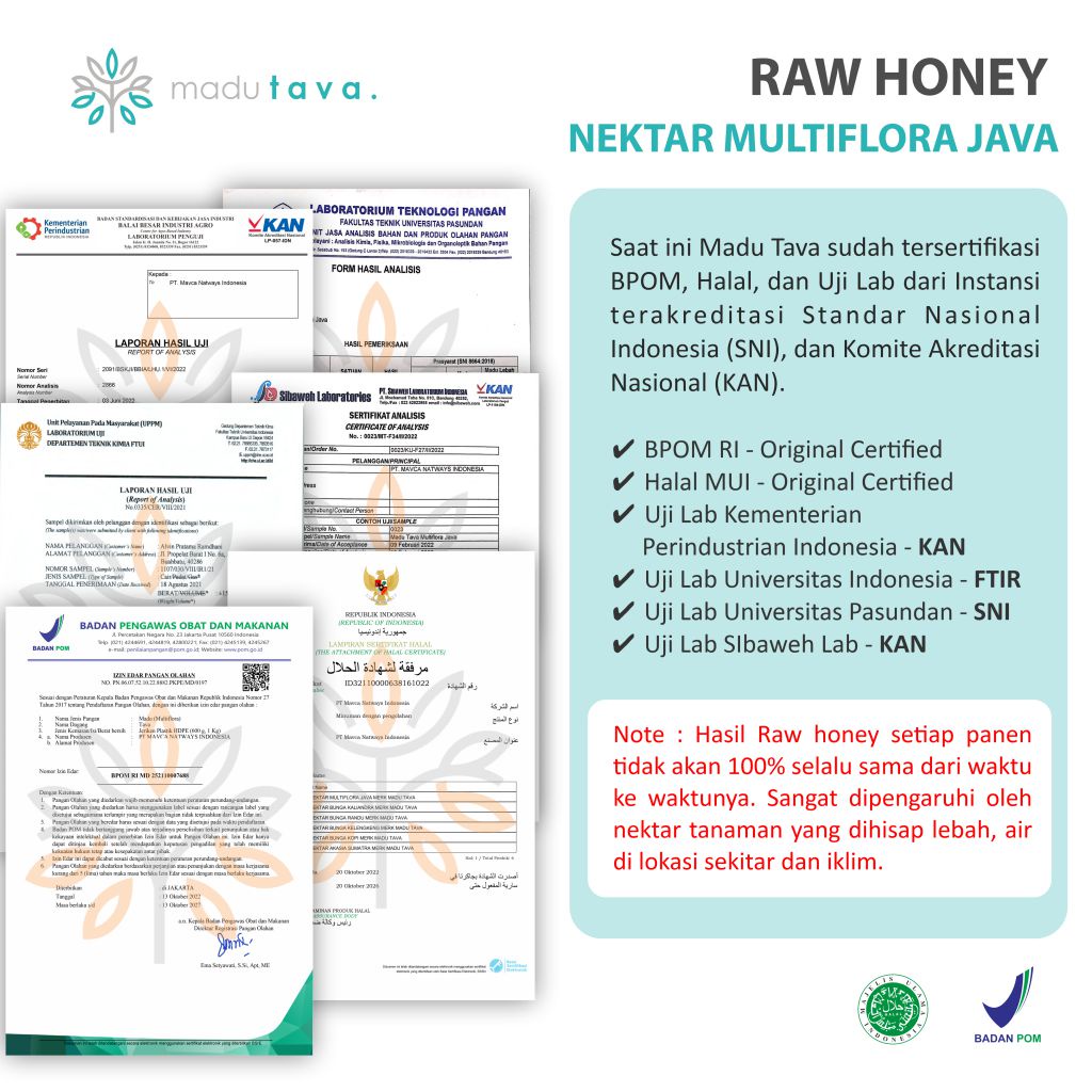 Madu Asli Murni 1kg Tava Grade A Nektar Multiflora Java 100% Alami Pure Natural Raw Honey