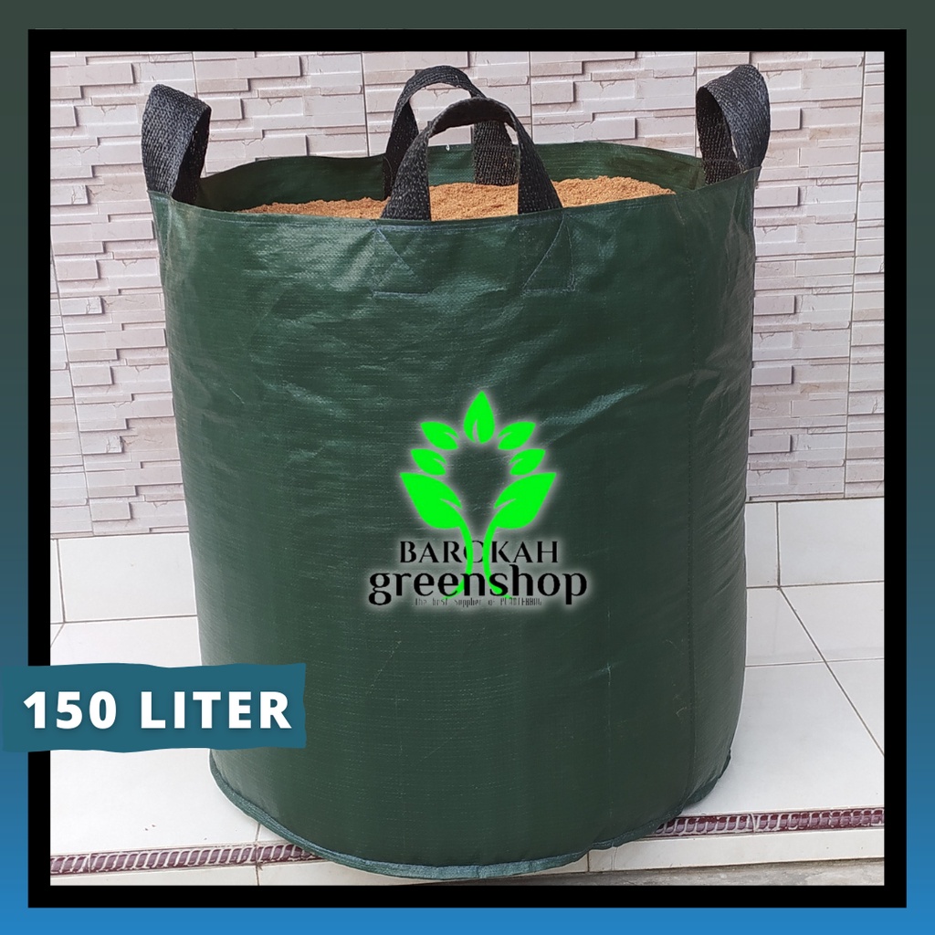 Planter bag 150 liter hijau bulat - pot - media tanam