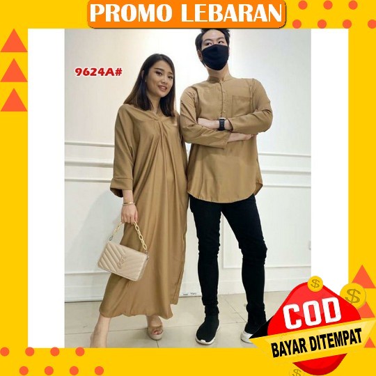 Gamis Batik Kombinasi Polos Terbaru 2022 Modern Couple Baju Muslim Pasangan Berkualitas Murah Busana