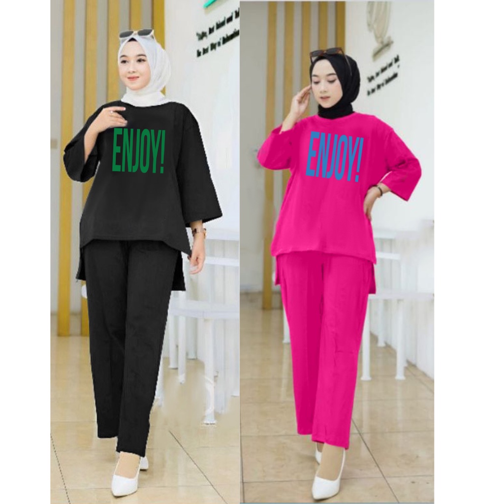 Setelan Tunik Muslim ENJOY!/ Blouse Wanita