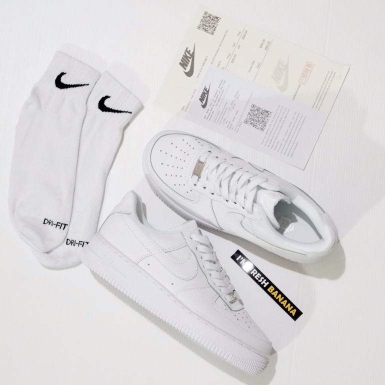 ((New)[C93W]♥☞) PREMIUM ORIGINAL SEPATU AIR FORCE 1 AF FULL ALL TRIPLE WHITE PUTIH POLOS paling lari