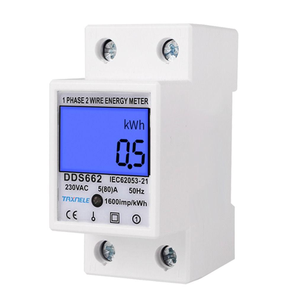 [Elegan] Fase Tunggal Dua Kawat Listrik Meter AC 230 V Voltmeter Ammeter Power Meter Din Rail Energy Meter 50Hz Listrik Din Rail Konsumsi Energi Listrik Meter