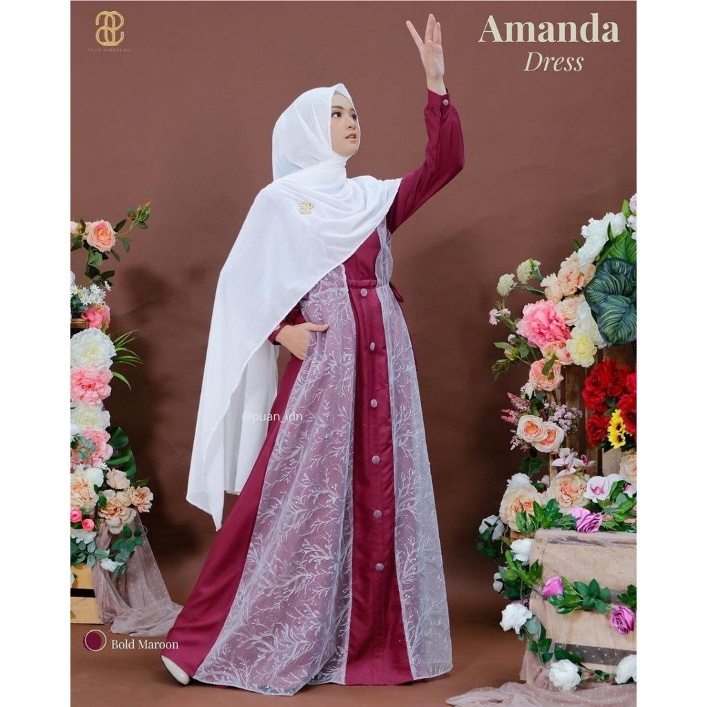 Saroja (555) Dress Batik Brukat Gamis Brukat Amanda | SJ Fashion