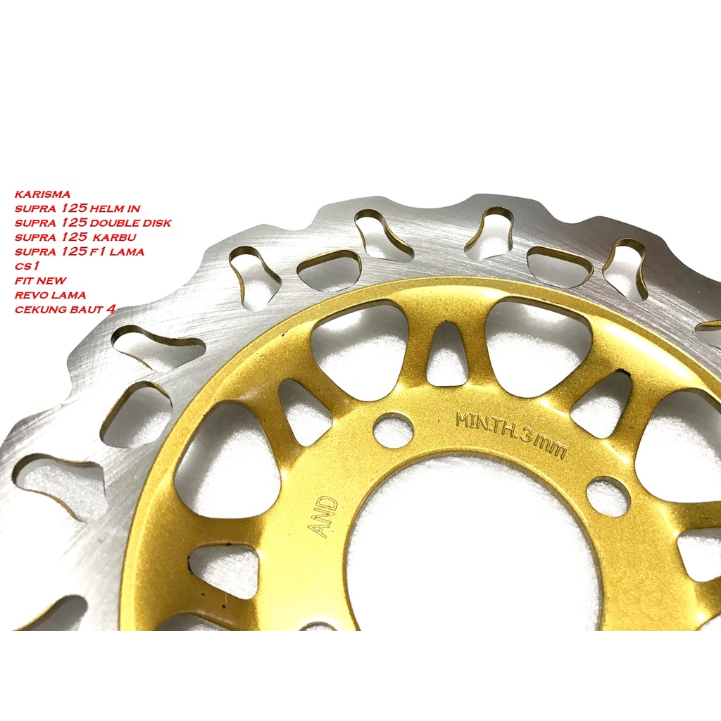 CAKRAM DEPAN SUPRA KARISMA REVO 100CC SUPRA FIT NEW SUPRA FIT LAMA SUPRA 125DD SUPRA 125 KARBU MOTIF DAYTONA BAUT 4 BAUT 5 CEKUNG