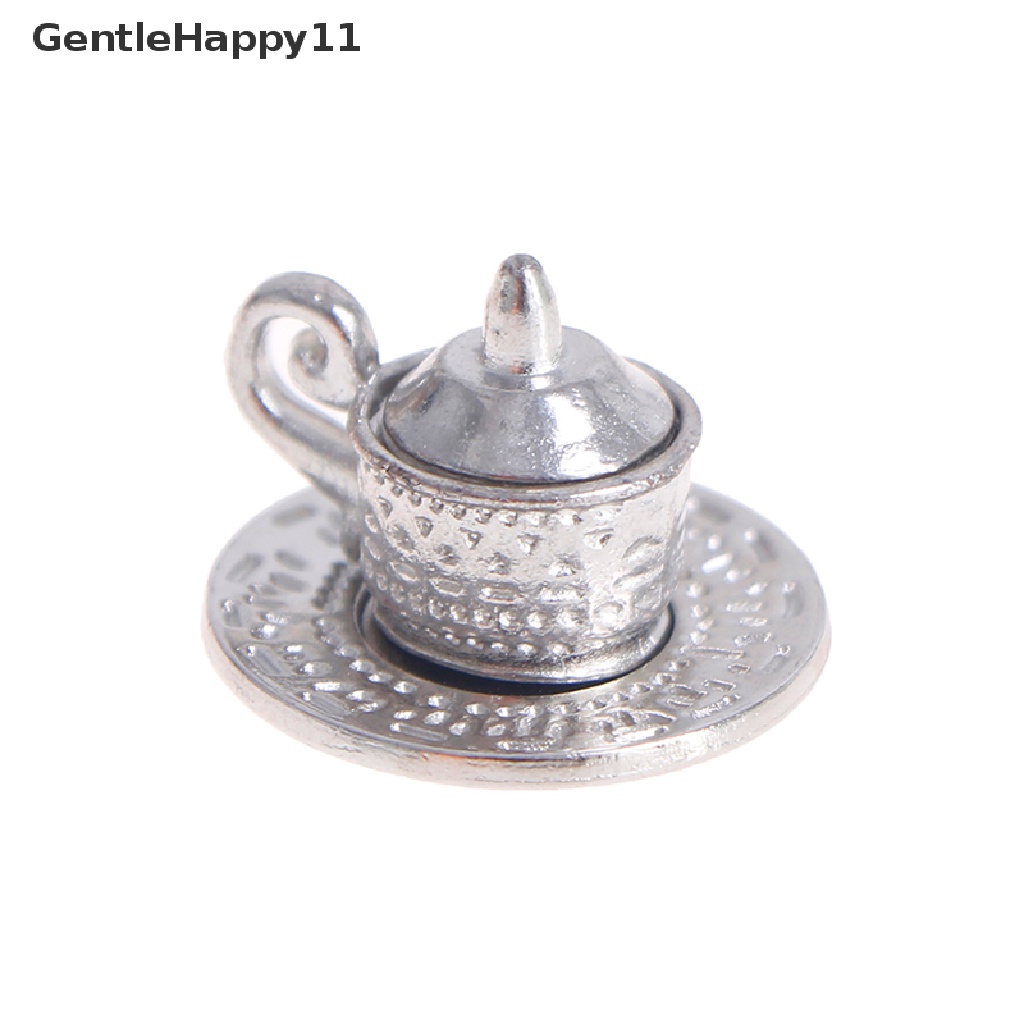 GentleHappy 10pcs 1/12 Dollhouse Miniature Silver Metal Tea Coffee Tray Tableware Set id