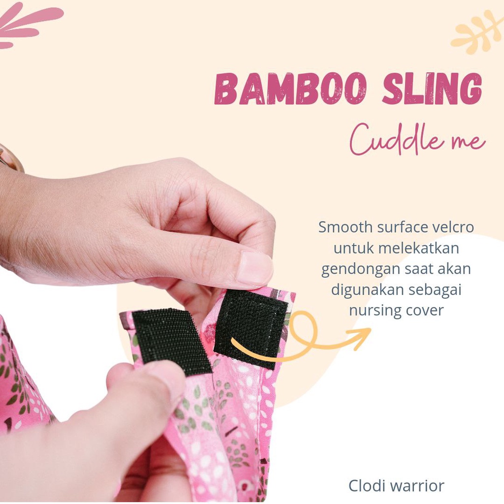 Cuddle Me Bamboo Ring Sling Polos motif Gendongan Bayi Samping Multifungsi bisa dipakai newborn support M shape