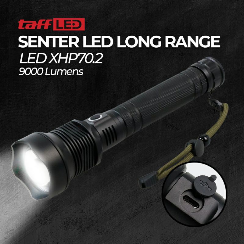Senter Led Long Range Zoom XHP70.2 9000 Lumens HS313