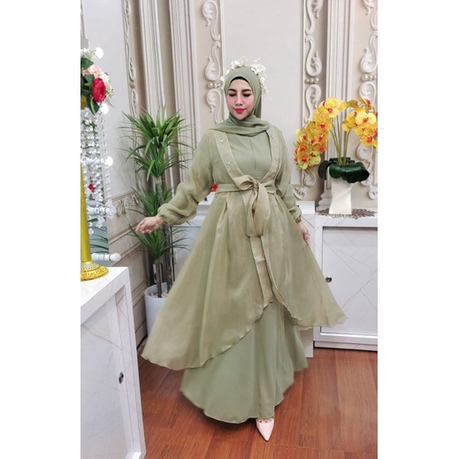 Dress Pesta atau Kondangan Warna Sage Green | Formal Dress Occasion