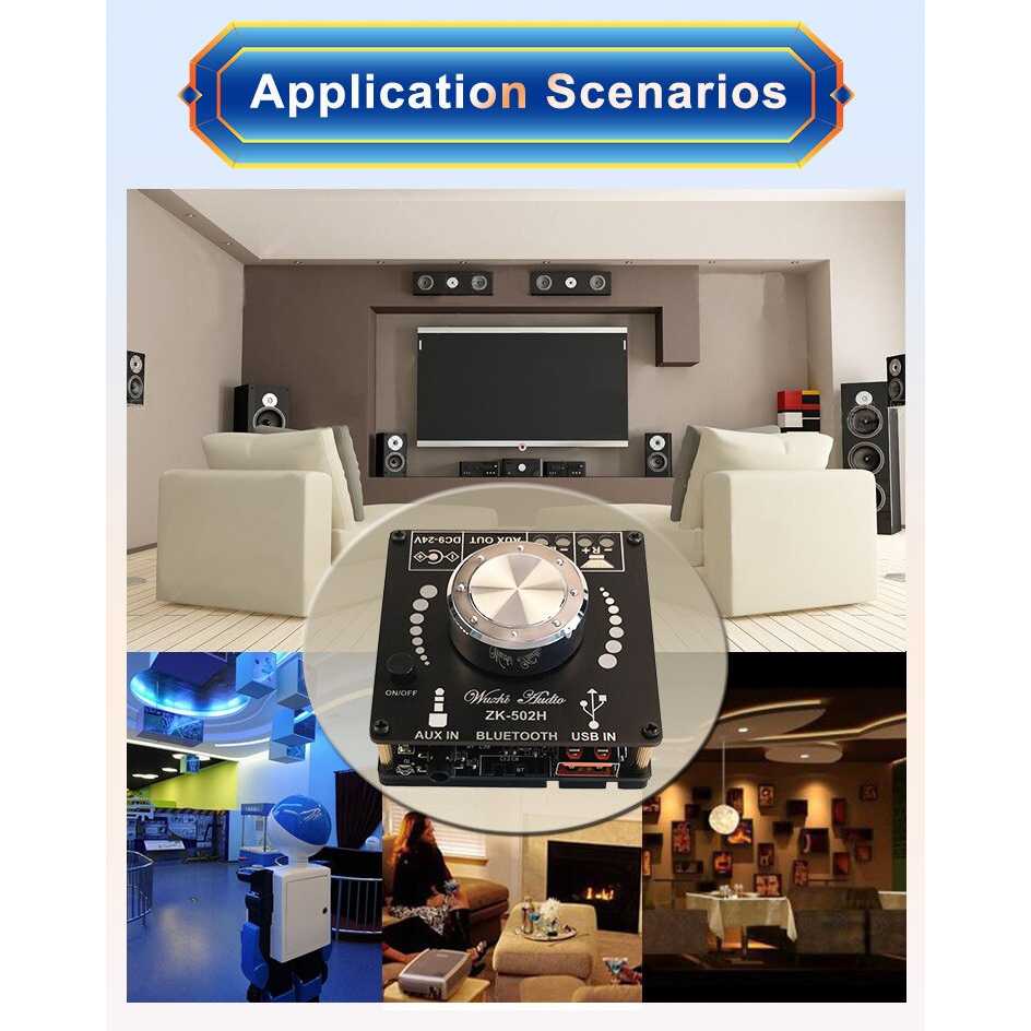 Wuzhi Audio Bluetooth 5.0 Amplifier 2.0 2x50W TPA3116D2 - 502H ( Mughnii )