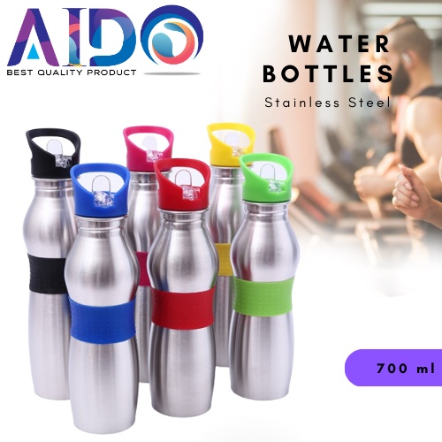 Botol Minum Stainless Steel / Stainless Steel Sports Water Bottles + Leak Proof Cap Gym Canteen Tumbler Water Bottle / Botol Minum Stainless Steel 700 mL 6600