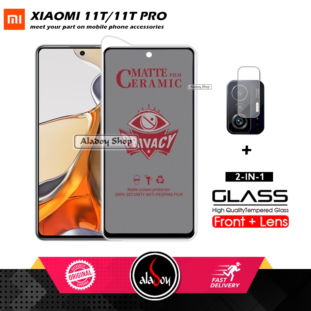 PAKET 2IN1 Anti Gores Privacy Xiaomi MI 11T/11T Pro + Tempered Glass Kamera
