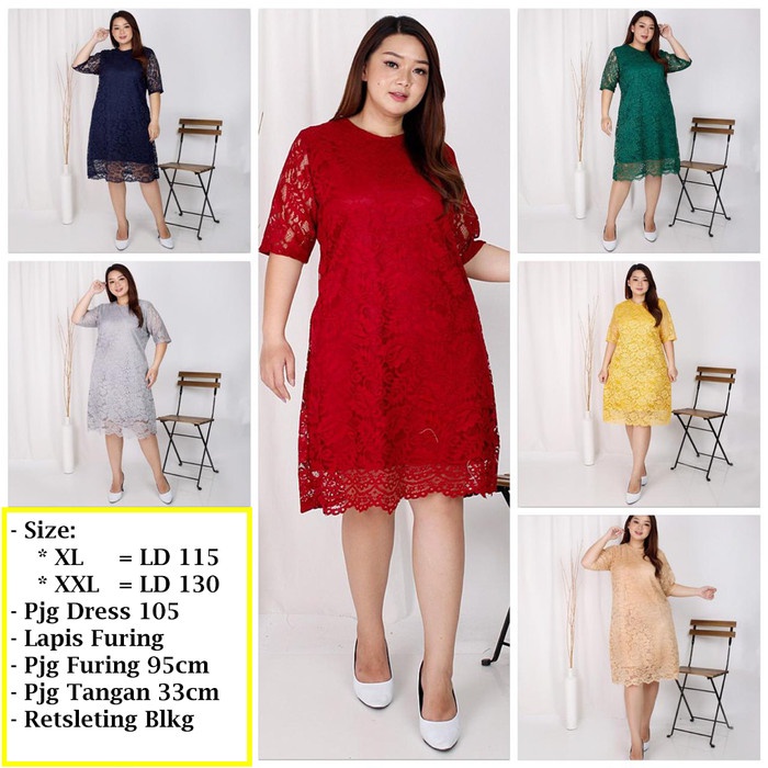 GROSIR DRESS BIG SIZE BRUKAT JUMBO XXL BIGSIZE XXXL DRESS NATAL IMLEK