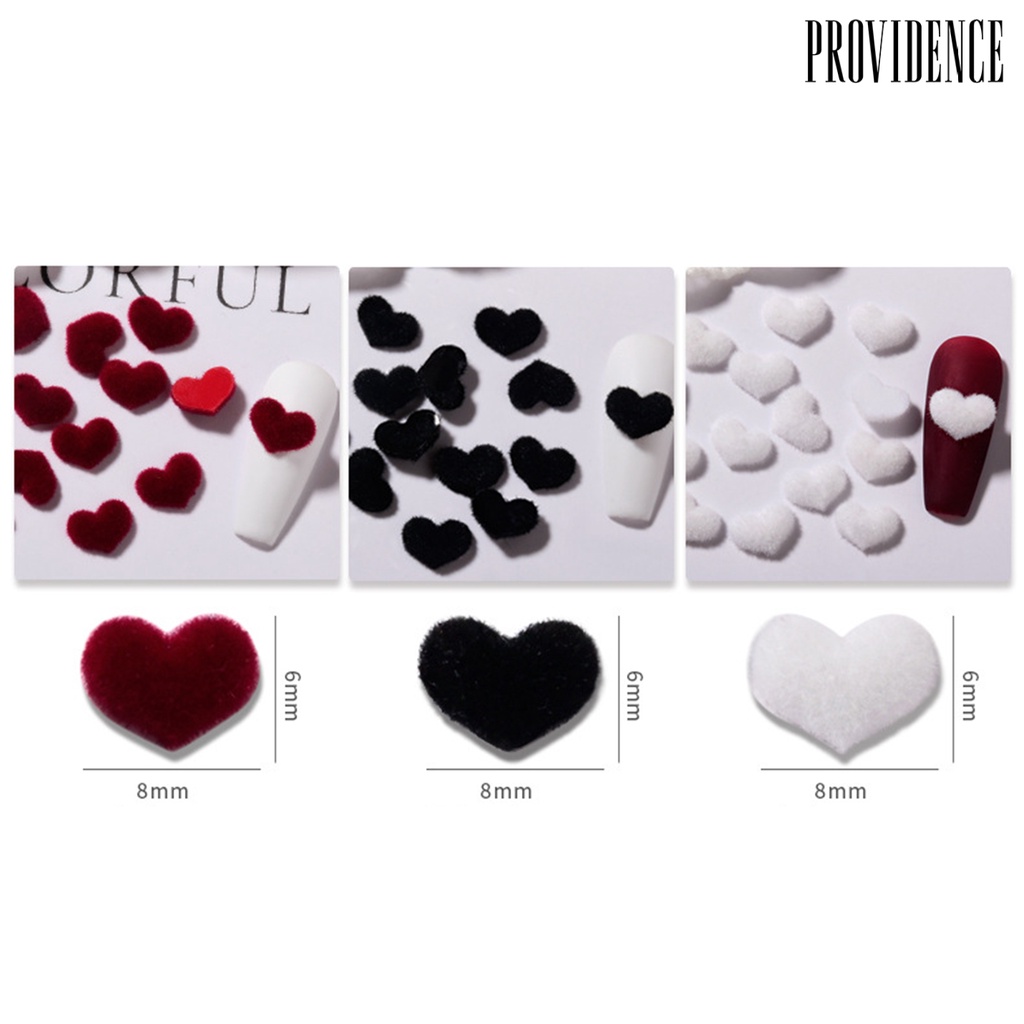 Providence 20 Pcs Nail Art Dekorasi Mudah Tempel Berbulu Tiga Dimensi DIY Mini Hitam Merah Putih Musim Gugur Dingin Manicure Mewah Jantung Perlengkapan Kuku