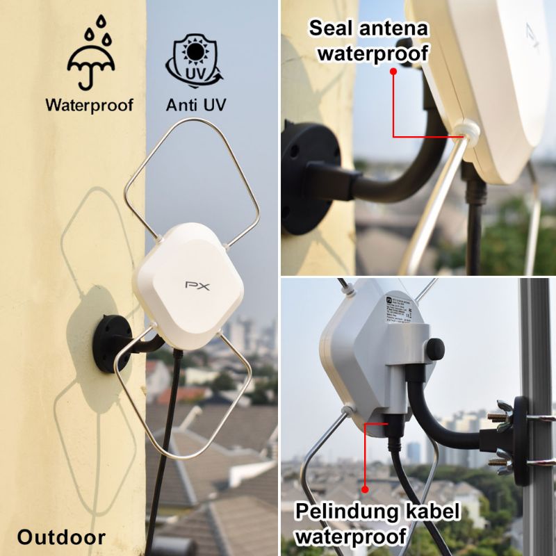 Antena TV PX HD-5600 Indoor/Outdoor Antena Tv Digital Analog +Kabel 12meter Mandiri Jaya Elektronik