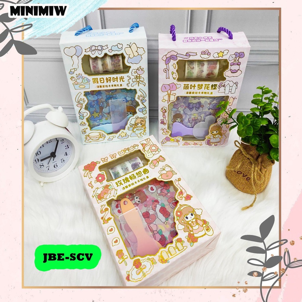 &quot;SET Sticker Kode JBE-SCV (Papper Bag Stiker 21027) (SZ-85) Set Daily Manual Cute Pattern Decorative Tape Sticker STIKER WASHI  TAPE&quot;