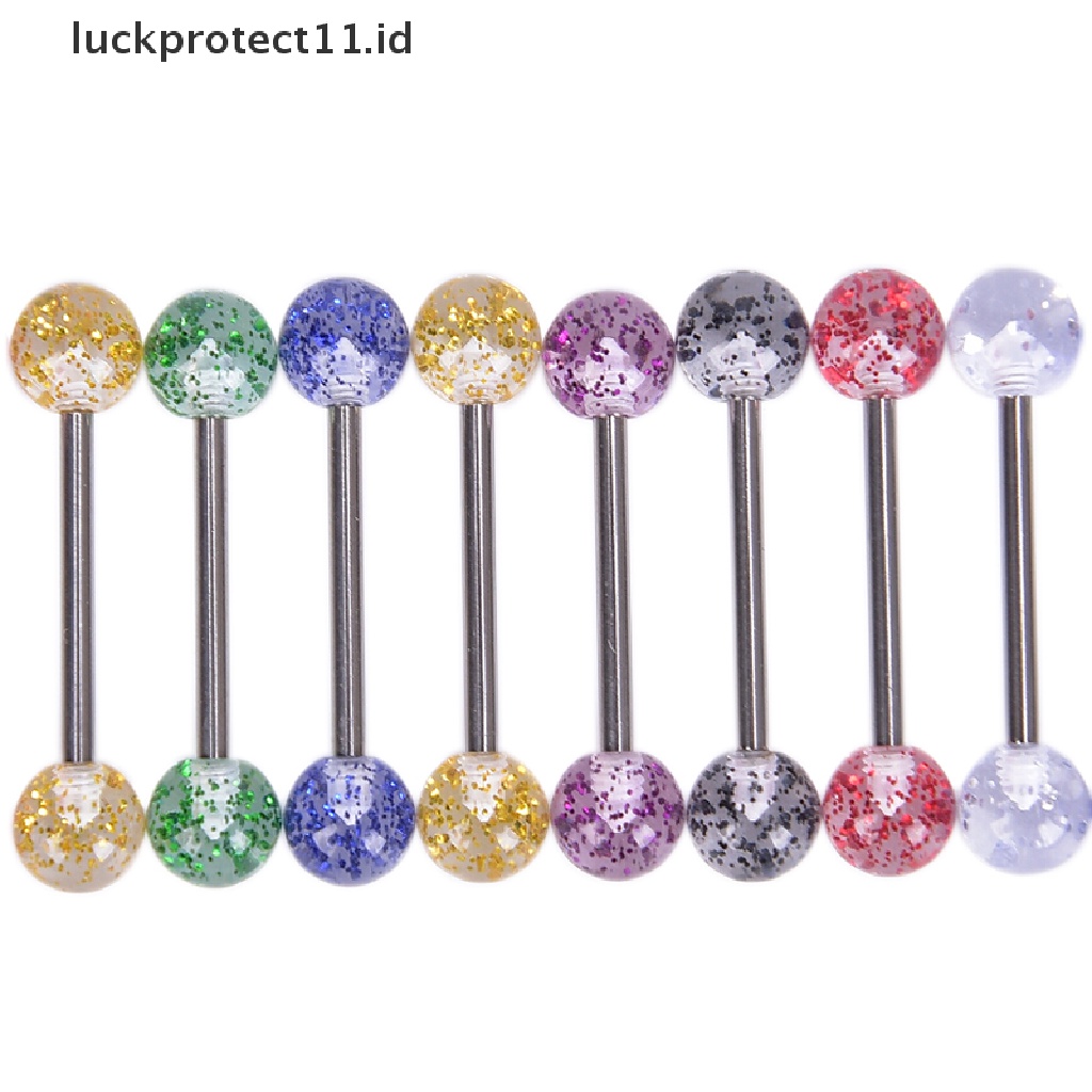 /Fashion Hot// Fashion// 8PCS/Set Cincin Lidah Glitters Warna-Warni Barbel Bola Perhiasan Tubuh.