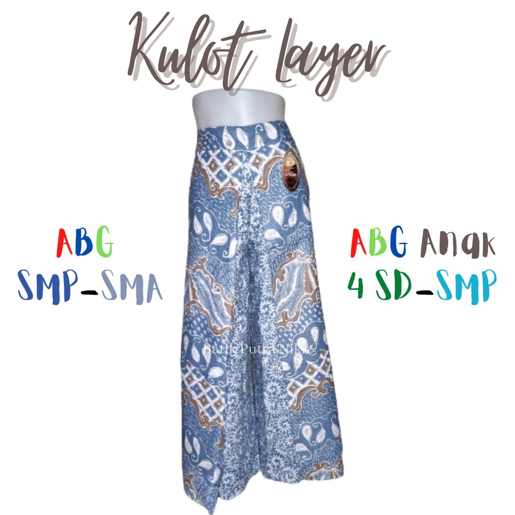 (COD) Celana Batik Kulot Layer Panjang Anak ABG Panjang Tumpuk