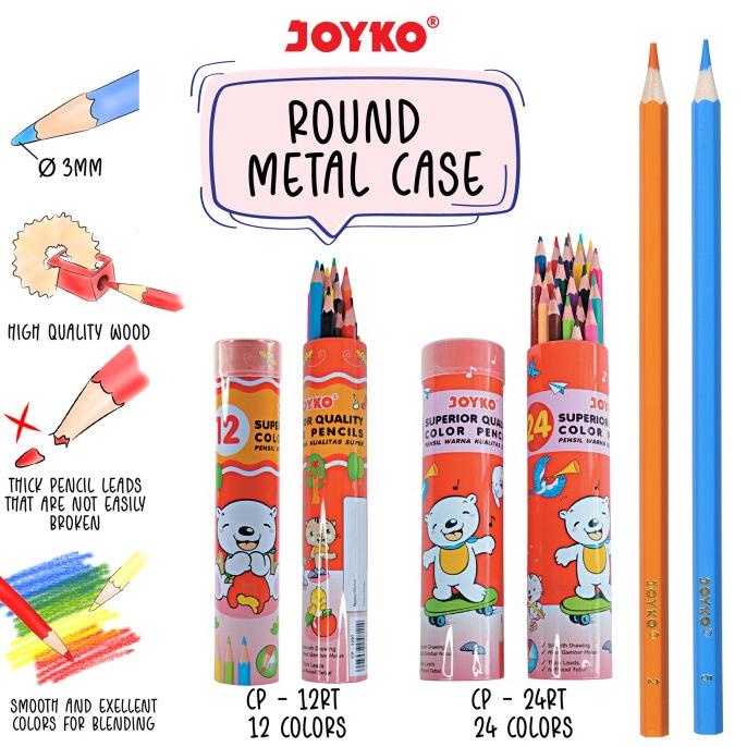 

Joyko Pensil Warna Dengan Round Metal Case Color Pencils HexagonalGrip