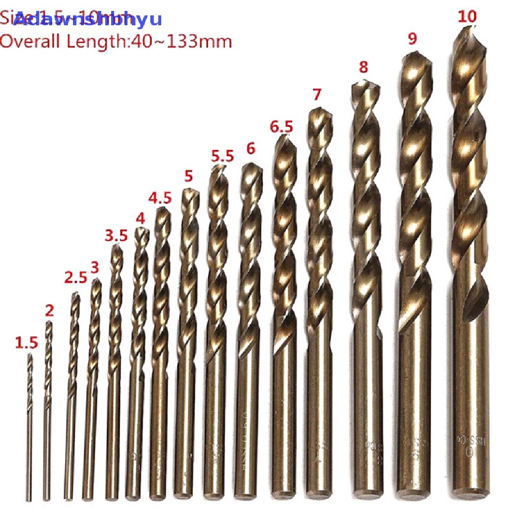 Adhyu 15 Pcs Baja Kecepatan Tinggi HSS-Co M35 Cobalt Drill Bit Set 1.5-10MM Steel Pounch ID