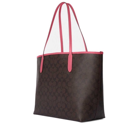 Coach Tote City In Signature Canvas With Varsity Motif (CB869)