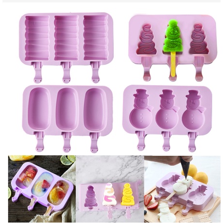 Cetakan Es krim Silikon Karakter Lucu Cetakan Ice Cream Popsicle Coklat Kue Cetakan Agar-agar Jell Mold Silikon (Ada penutup)