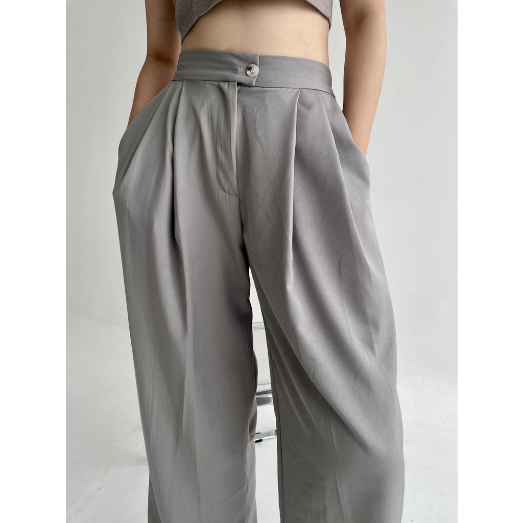 Peach Poppy VIVIAN  Soft Twill Pants Detail with 1 Button - Celana Panjang Wanita Twill Premium 1 Kancing