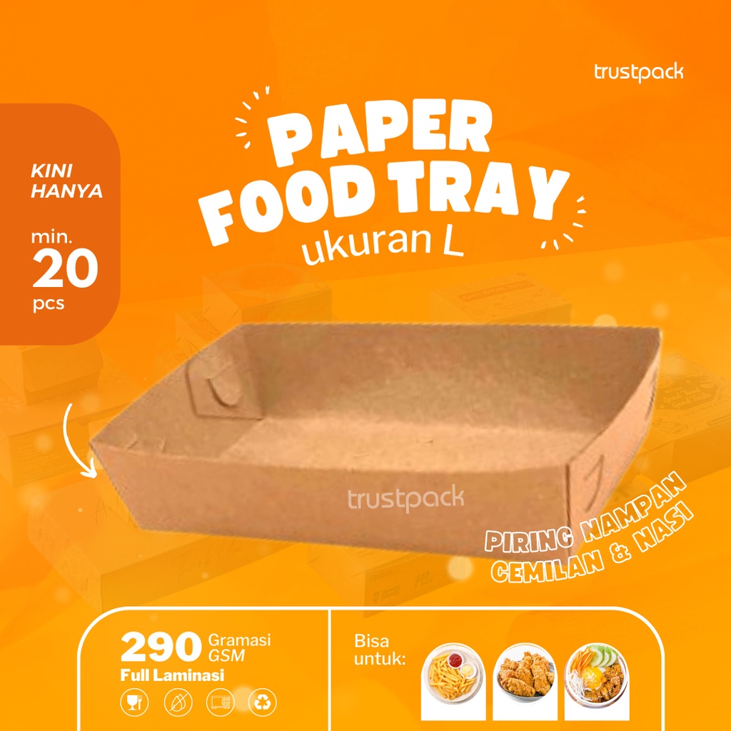 Paper Food Tray size L / Piring Nampan Kertas Alas Makan Kentang