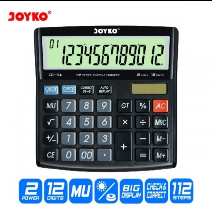 

EKSLUSIF Calculator JOYKO CC 11A 12 Digit CHECK & CORRECT Kalkulator CC11A