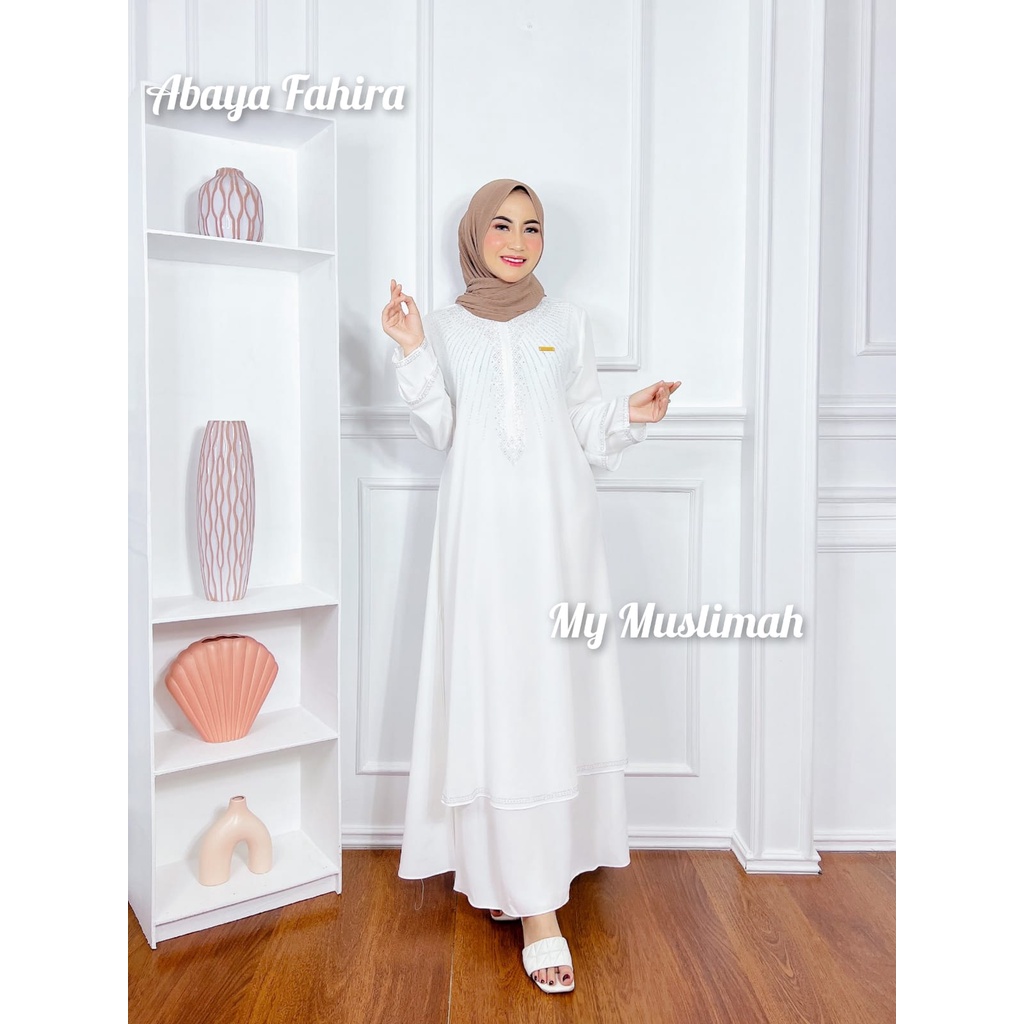 Gamis Original Muslimah Abaya Fahira/ Gamis Bahan Kombinasi Khusus Warna Hitam Putih