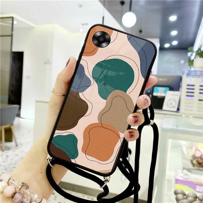[CG311] Softcase Kaca Glossy + Tali Oppo A17 A17K - Case Hp Oppo A17 A17K - Kesing Hp Oppo A17K - Ca