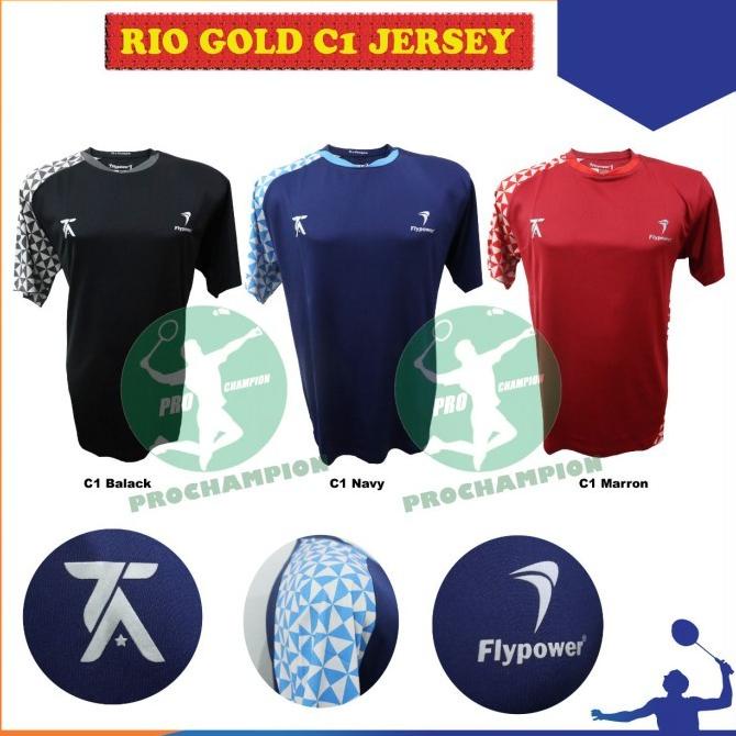 FLYPOWER RIO GOLD C1 JERSEY KAOS BADMINTON ORIGINAL