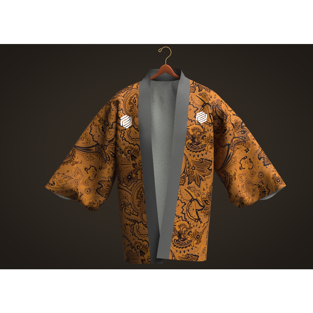 kimono pria casual anime batik indonesia merah outer