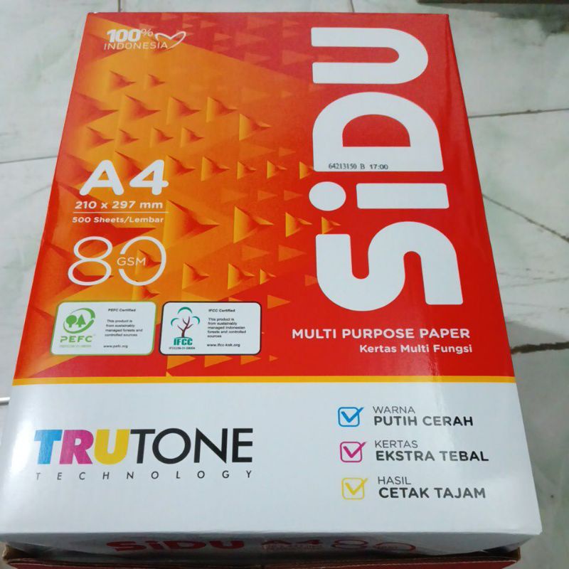 

Kertas A4 80 GSM SIDU 1 Rim 500 Lembar