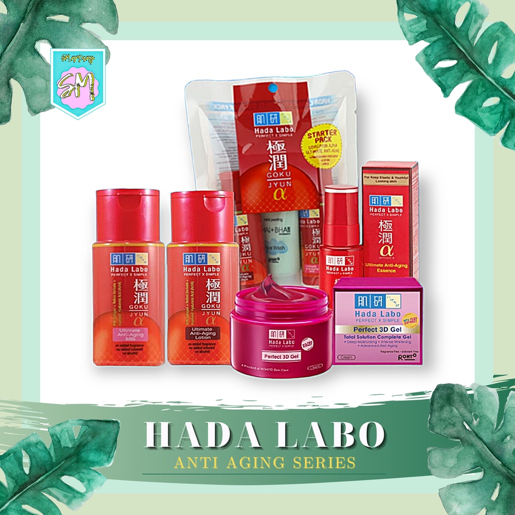 HADA LABO Gokujyun Alpha Anti Aging Series | Lotion Toner 100 ML | Milk Moisturizer 100 ML | Perfect 3D Gel 40 GR | Starter Pack | Hadalabo alfa alpa