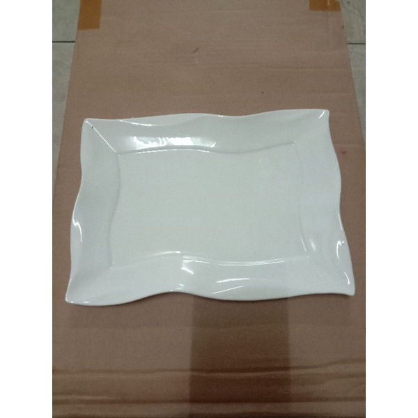 Piring saji persegi kotak kecil keramik bahan tebal dan kuat