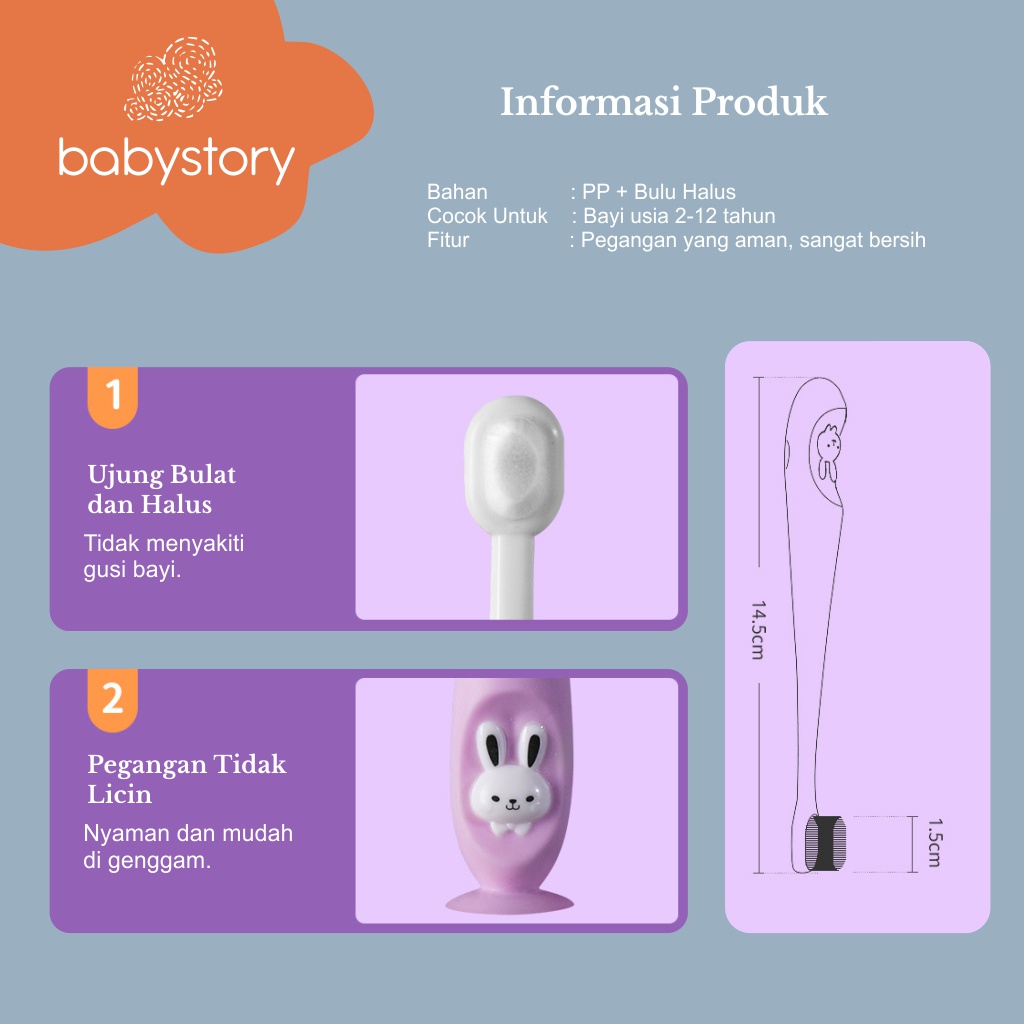 Sikat gigi Bayi Anak Training sikat gigi bayi karakter Toothbrush Kids 1 tahun Karakter Silicon Lembut Bulu Halus