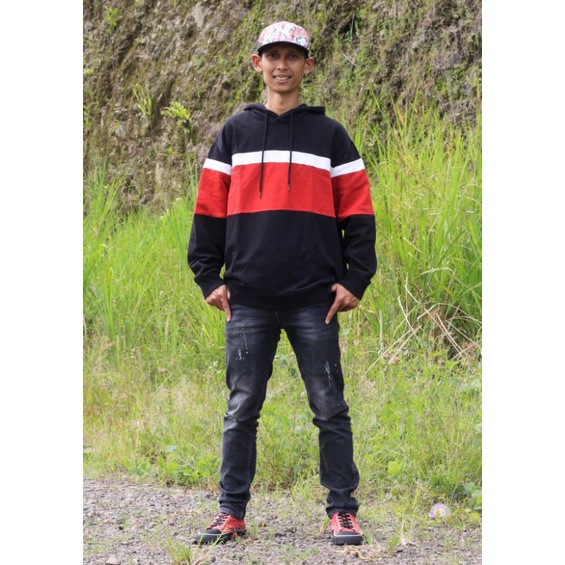 Hoodie ZARA Kombinasi Black-White-Red/Hoodie Tebal Kombinasi ZARA Hoodie Brand