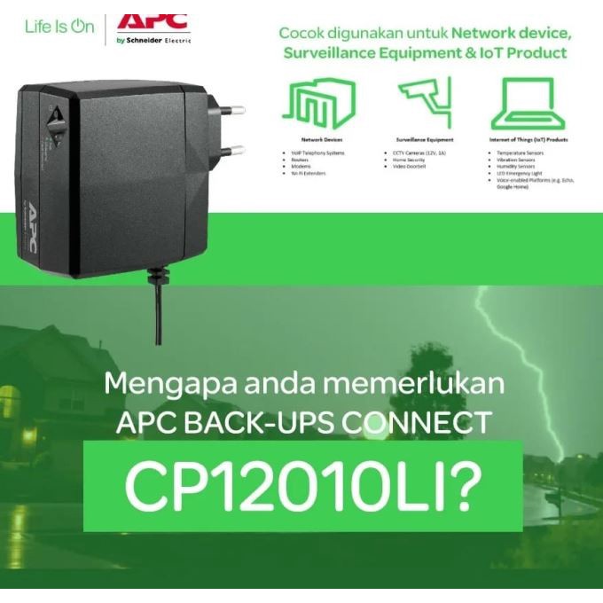 APC Network Power Supply 12V 1A Lithium Battery Backup CP12010LI-GR GARANSI RESMI