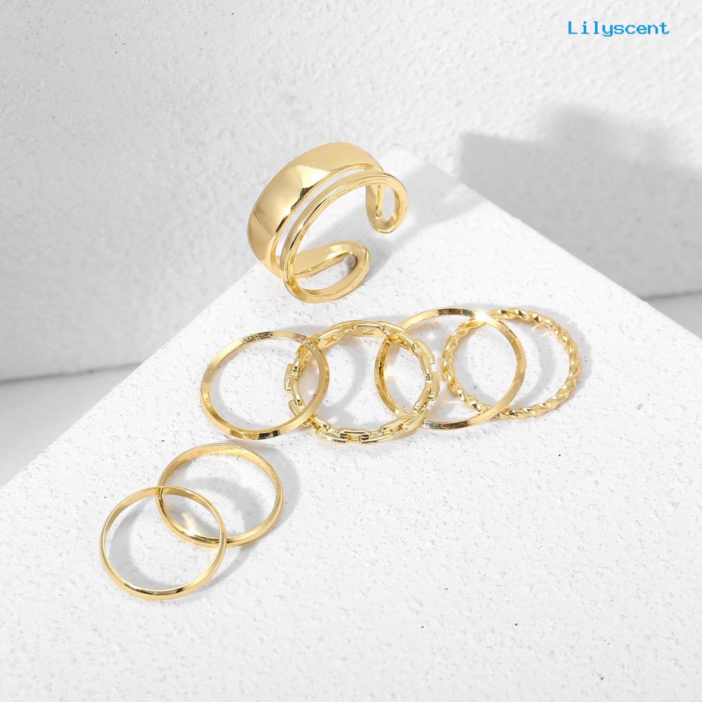 [LS]1 Set Cincin Knuckle Cincin Jari Geometris Punk Unisex Electroplating Tahan Lama Untuk Club