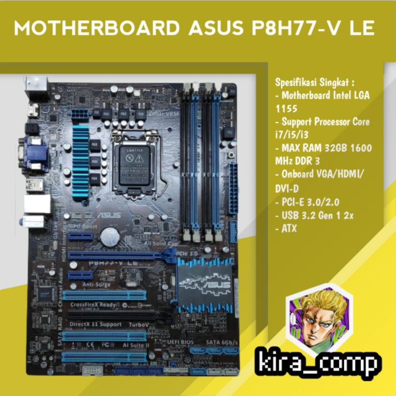 MOTHERBOARD ASUS P8H77-V LE LGA 1155 GEN 3
