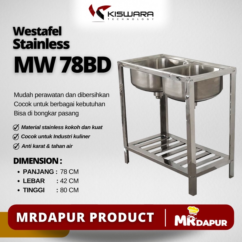 Westafel Stainless Steel Kaki MrDapur MW 78 DB wastafel murah sby