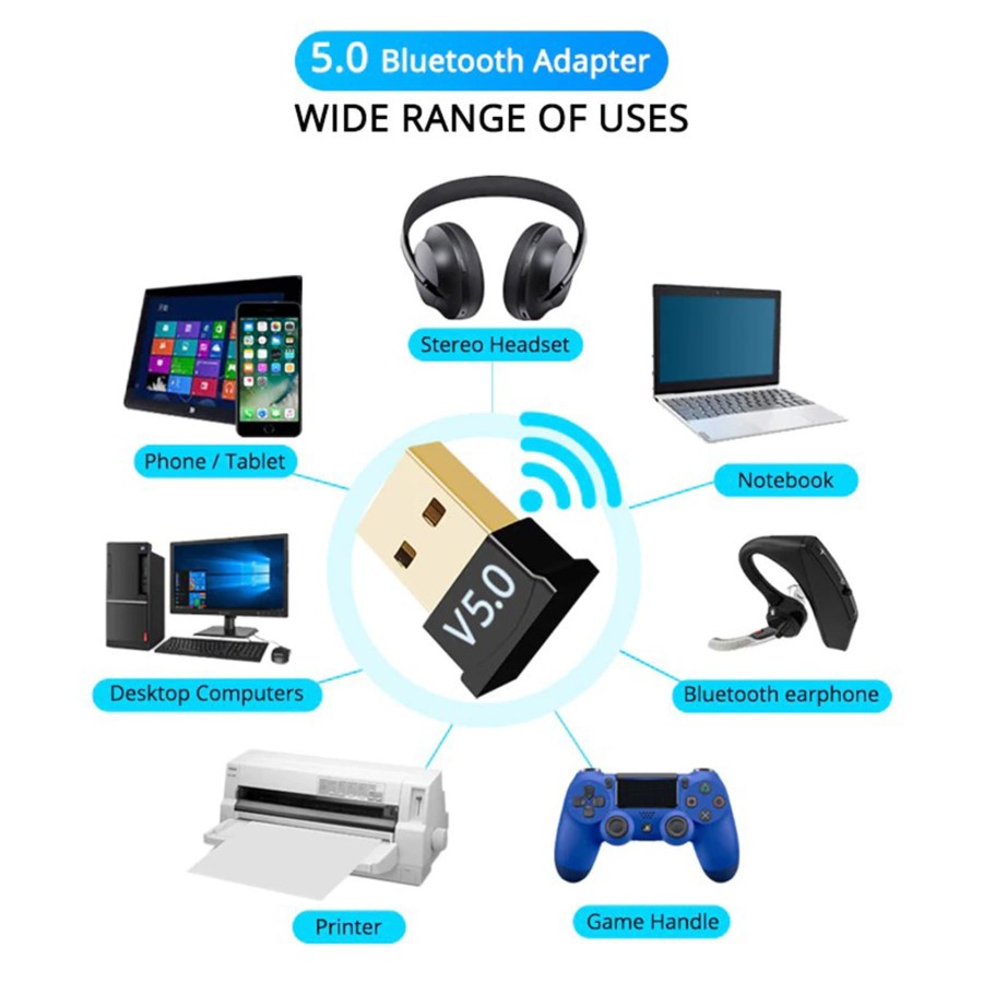 BLUETOOTH USB DONGLE 5.0 USB BLUETOOTH DONGLE VERSI 5.0  RECEIVER BLUETOOTH VERSI 5.0