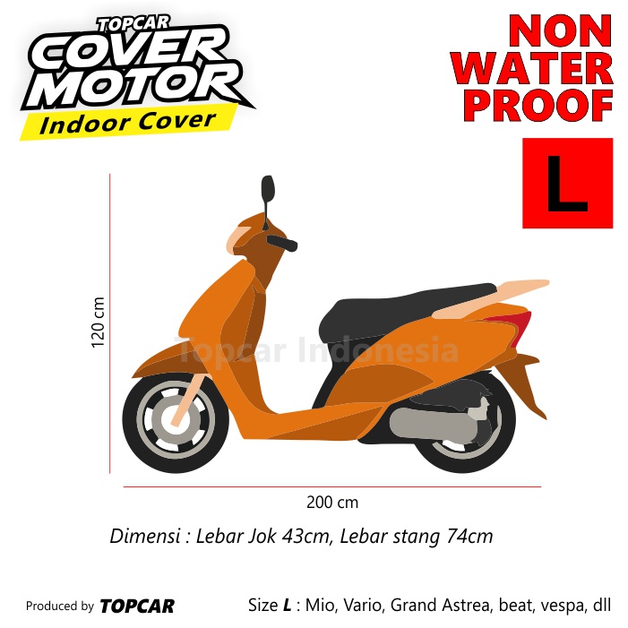 TOPCAR Cover Motor Honda Revo Selimut Pelindung Baju Motor Bebek Cewek Murah Non Waterproof
