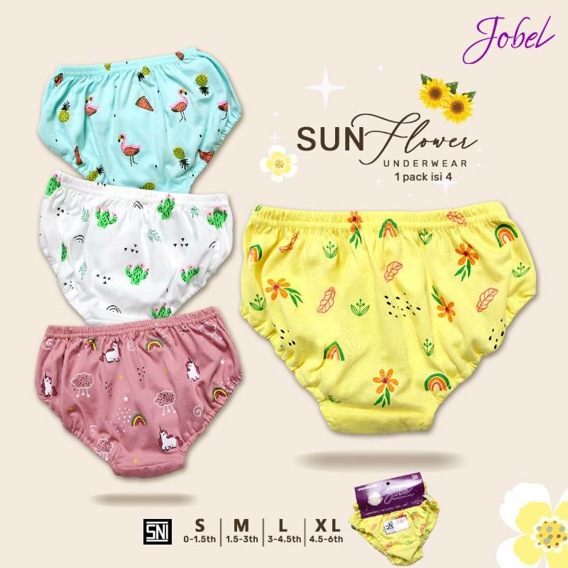 Kazel Underwear Sunflower Celana Dalam Anak Perempuan isi 4 Pcs