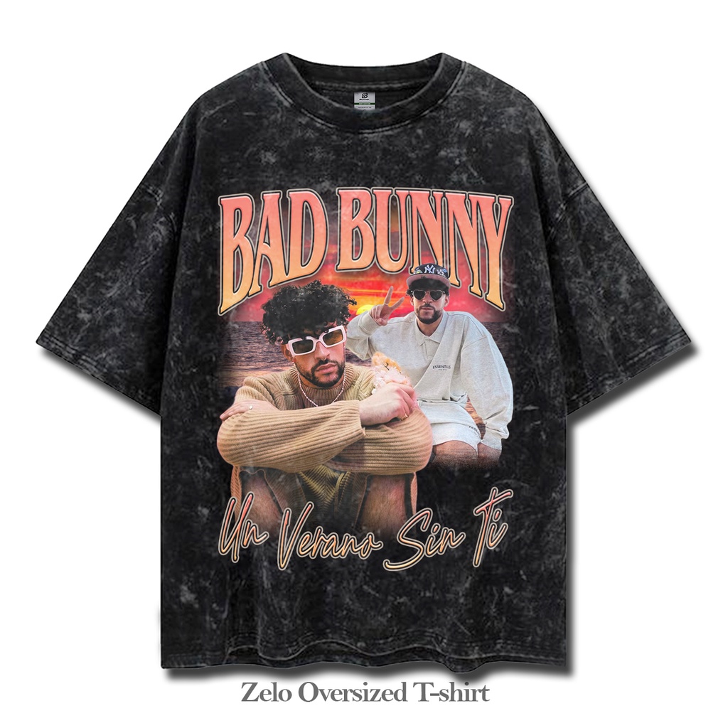 Bad Bunny Vintage Tee T-shirt Oversize Washed /Kaos Oversize Bad Bunny