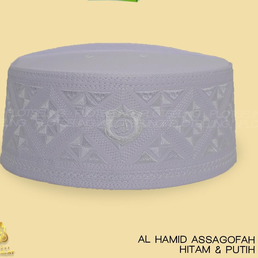Peci Kopiah Haji Assagofah Polos AL HAMID Hitam Putih Guz Azmi Ustad Adi Hidayat Ukuran Standar Anak
