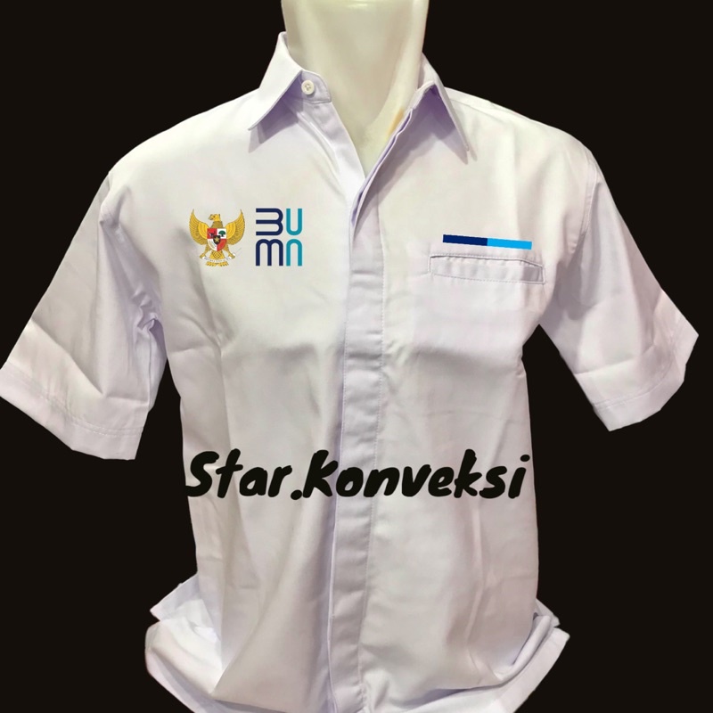 Seragam Dinas Kerja Kemeja PDH Seragam Baju BUMN Warna Putih Navy Biru dongker Lengan Pendek Lengan 